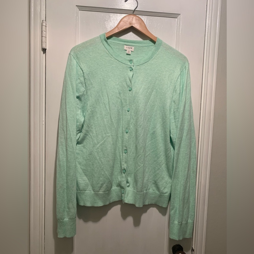 J. Crew 100% Cotton Mint Green XXL Cardigan